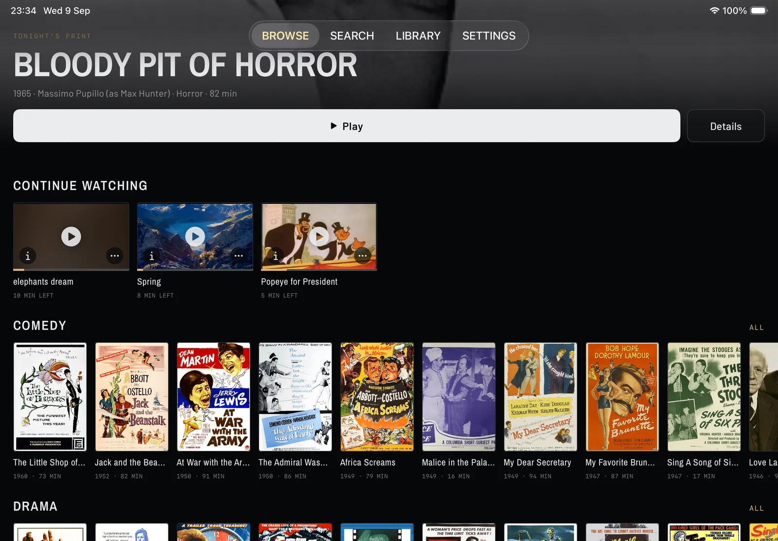 Nitrate browsing the catalog on iPhone