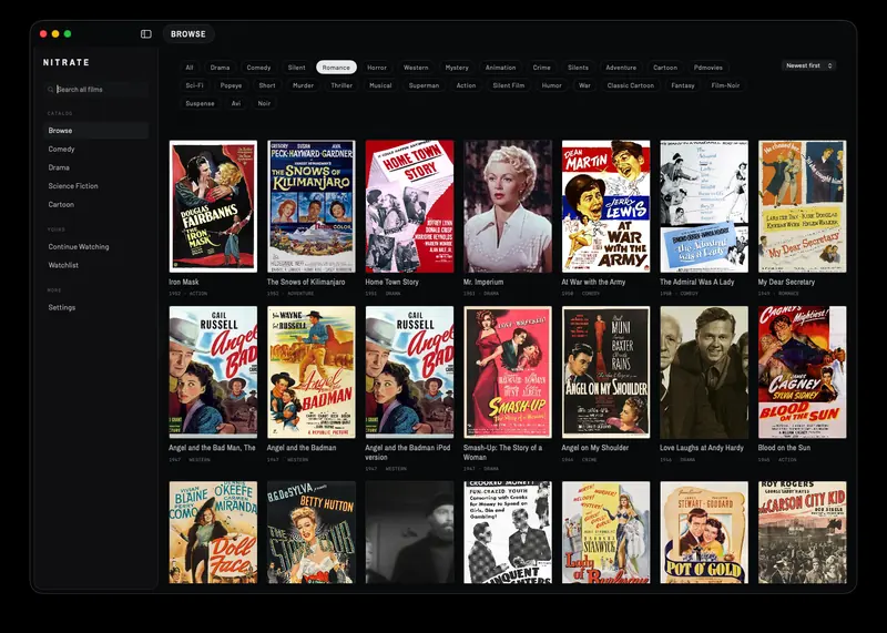 Nitrate's library window on the Mac